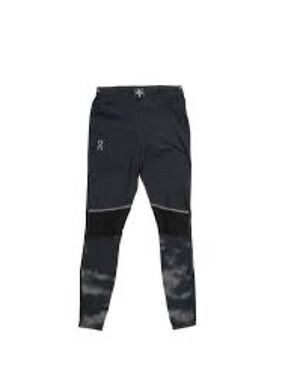 On Running Black Athletic Leggings with Marbled Lower Panels